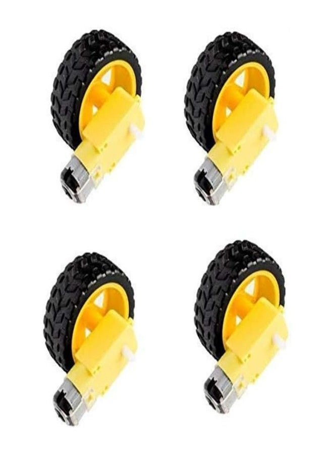 ESPtronics محرك تروس تيار مستمر عالي العزم من ESPtronics، 4 قطع، بعجلة، 5 فولت، عمود مزدوج، للروبوتات والتطبيقات الميكانيكية الصغيرة، سيارة ذكية وروبوت - Image 1